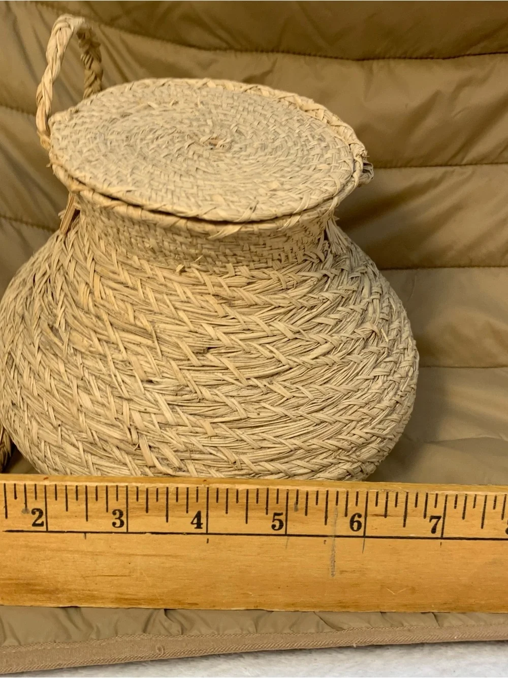 Handcrafted Sweetgrass Basket Attached Lid/ Braided Strap